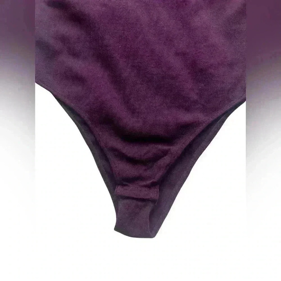 Zara Purple One Shoulder Spaghetti Strap Ribbed Bodysuit - Picture 3 of 7